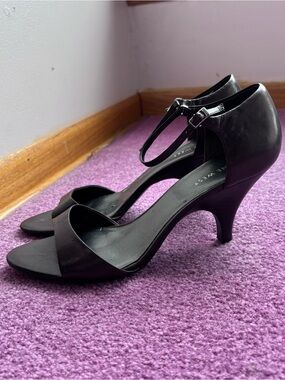 Nine West Brown Open-Toe Ankle-Strap Heels